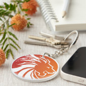 Modern Lion Logo Oranje, persoonlijk Sleutelhanger (Voorkant Rechts)