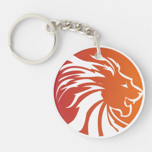 Modern Lion Logo Oranje, persoonlijk Sleutelhanger