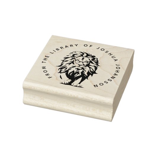Modern Lion Wearing Glasses Custom Library Book Rubberstempel (Stempel)