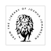 Modern Lion Wearing Glasses Custom Library Book Rubberstempel (Afrduk)