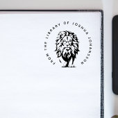 Modern Lion Wearing Glasses Custom Library Book Rubberstempel