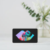 Modern Lip Photo Lijst Trendy Makeup Artist Black Visitekaartje (Staand voorkant)