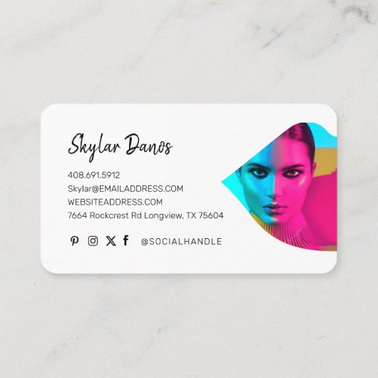 Modern Lip Photo Lijst Trendy Makeup Artist Black Visitekaartje (Achterkant)