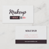 Modern Lipstick Makeup Typografie Visitekaartje (Voorkant / Achterkant)