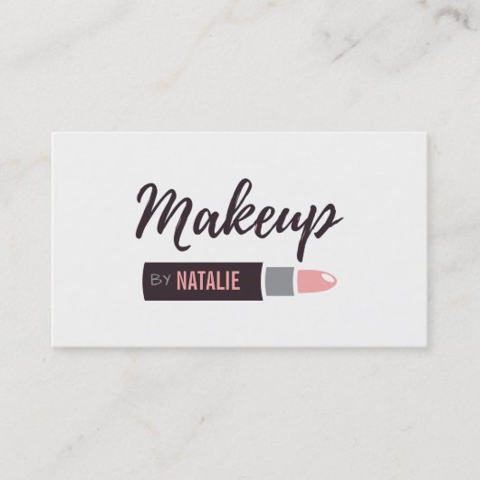 Modern Lipstick Makeup Typografie Visitekaartje (Voorkant)