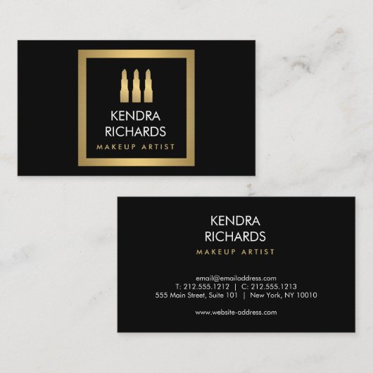 Modern Lipstick Trio Make-up Artist Visitekaartje  (Voorkant / Achterkant)