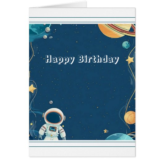 Modern Little Astronaut Wenskaart - Blauw (Voorkant)