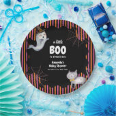 Modern Little Boo Ghost Cat Baby Shower  Papieren Bordje (Feest)