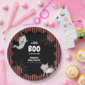 Modern Little Boo Ghost Cat Baby Shower  Papieren Bordje (Feest)