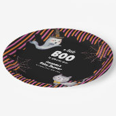 Modern Little Boo Ghost Cat Baby Shower  Papieren Bordje (Gekanteld)
