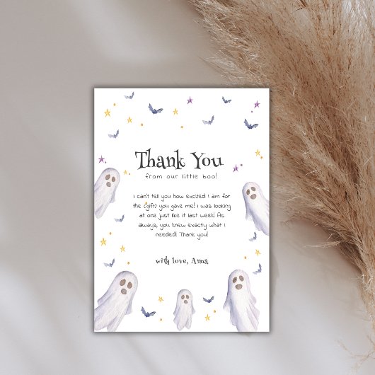 Modern Little Boo Stars Ghost Baby shower Bedankkaart