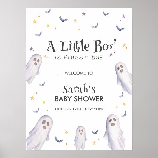 Modern Little Boo Stars Ghost Baby shower Welkom Poster (Voorkant)