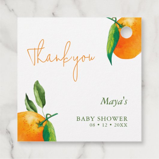 Modern Little Cutie Citrus Baby shower Bedankt Bedankjes Labels (Achterkant)