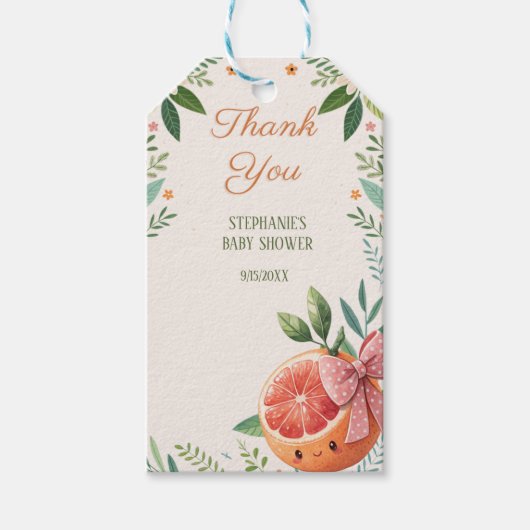 Modern Little Cutie grapefruit Citrus Theme Cadeaulabel (Voorkant)