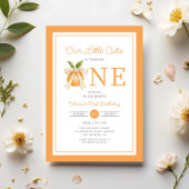 Modern Little Cutie Orange Citrus 1st Birthday Kaart