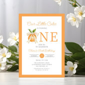 Modern Little Cutie Orange Citrus 1st Birthday Kaart