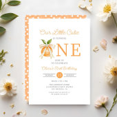 Modern Little Cutie Sinaasappel Citrus 1e Verjaard Kaart