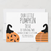 Modern Little Halloween Pumpkin Birthday Kaart (Voorkant)