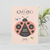 Modern Little Lady Love Bug Boho Roze Baby shower Kaart (Staand voorkant)