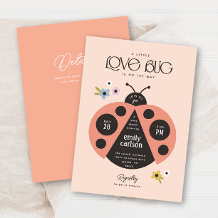 Modern Little Lady Love Bug Boho Roze Baby shower Kaart