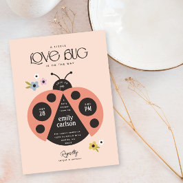 Modern Little Lady Love Bug Boho Roze Baby shower Kaart