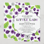 Modern Little Lady Paarse lieveheersbeestje Baby s Kaart (Voorkant / Achterkant)