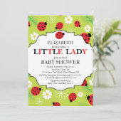 Modern Little Lady Red Ladybug Baby shower Kaart (Staand voorkant)
