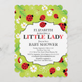 Modern Little Lady Red Ladybug Baby shower Kaart (Voorkant / Achterkant)