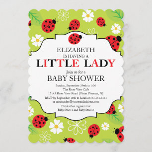 Modern Little Lady Red Ladybug Baby shower Kaart