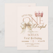 Modern Little Miss ONEderful First 1st Birthday  Kaart (Voorkant / Achterkant)