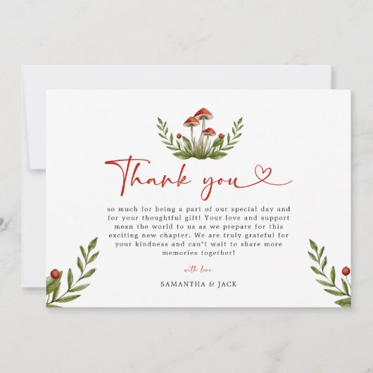 Modern Little Mushroom Baby shower Bedankt (Voorkant)