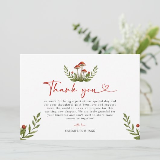 Modern Little Mushroom Baby shower Bedankt (Staand voorkant)