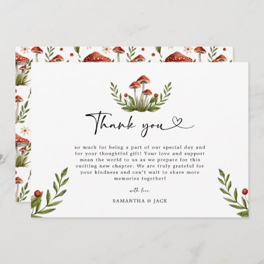 Modern Little Mushroom Baby shower Bedankt (Voorkant / Achterkant)