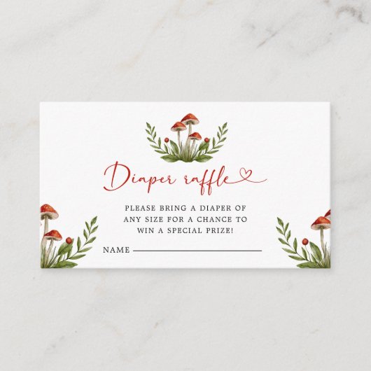 Modern Little Mushroom Baby shower Luier Raffle Informatiekaartje (Voorkant)