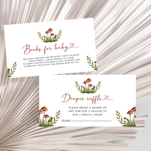 Modern Little Mushroom Baby shower Luier Raffle Informatiekaartje
