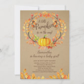 Modern Little Pumpkin Baby shower Invitation Kaart (Voorkant)