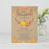 Modern Little Pumpkin Baby shower Invitation Kaart (Staand voorkant)