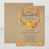 Modern Little Pumpkin Baby shower Invitation Kaart (Voorkant / Achterkant)