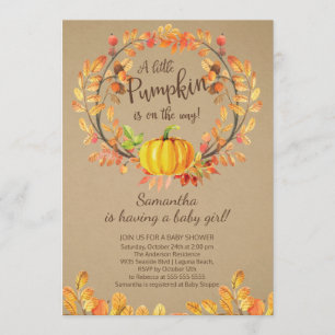 Modern Little Pumpkin Baby shower Invitation Kaart