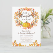 Modern Little Pumpkin Baby shower Uitnodiging (Staand voorkant)
