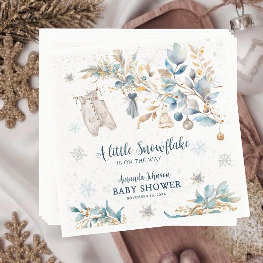 Modern Little Snowflake Clothesline Baby Shower Servet