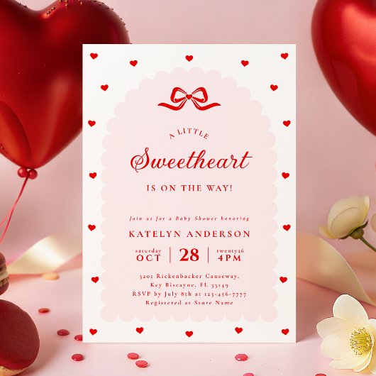 Modern Little Sweetheart Baby Shower Invitation Kaart