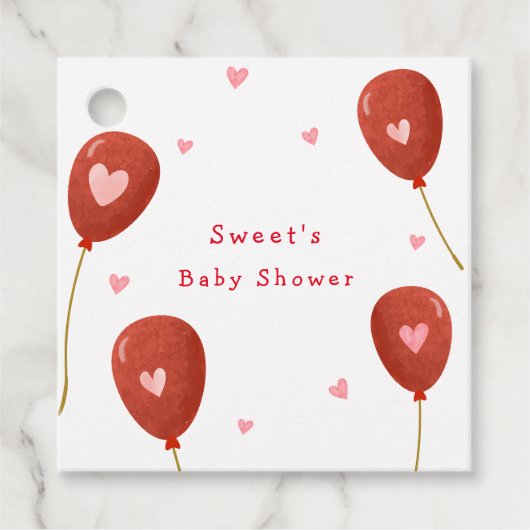 Modern Little Sweetheart Balloon Baby shower Bedankjes Labels (Voorkant)