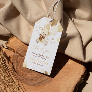 Modern Little Teddy Bear Baby shower Dank u Label Cadeaulabel