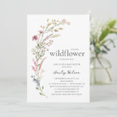 Modern Little Wildflower Baby Shower Invitation Kaart (Staand voorkant)
