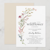 Modern Little Wildflower Baby Shower Invitation Kaart (Voorkant / Achterkant)