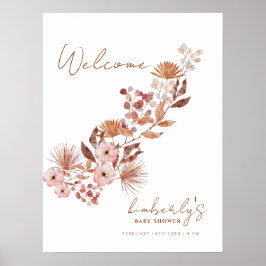 Modern Little Wildflower Boho Baby shower Welkom Poster