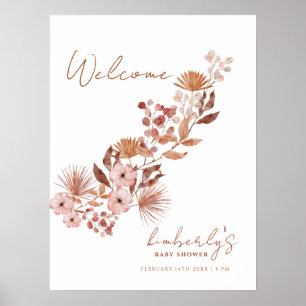 Modern Little Wildflower Boho Baby shower Welkom Poster