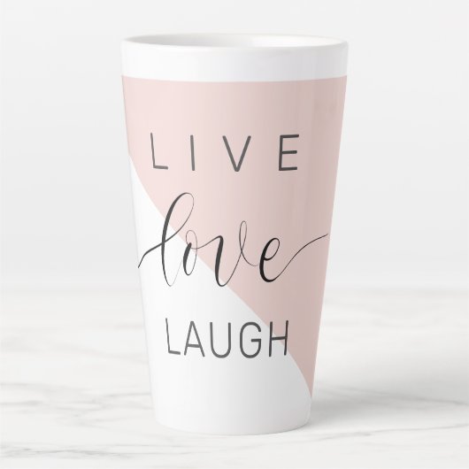 Modern Live Love Laugh Positive Motivation Quote Latte Mok (Voorkant)