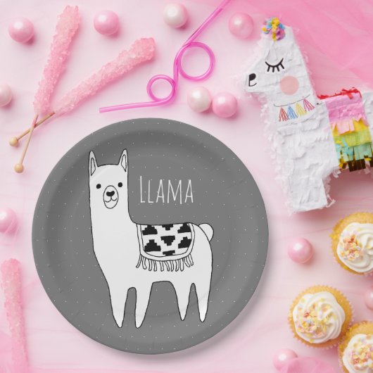 Modern Llama Sketch Baby shower Papieren Bordje (Feest)